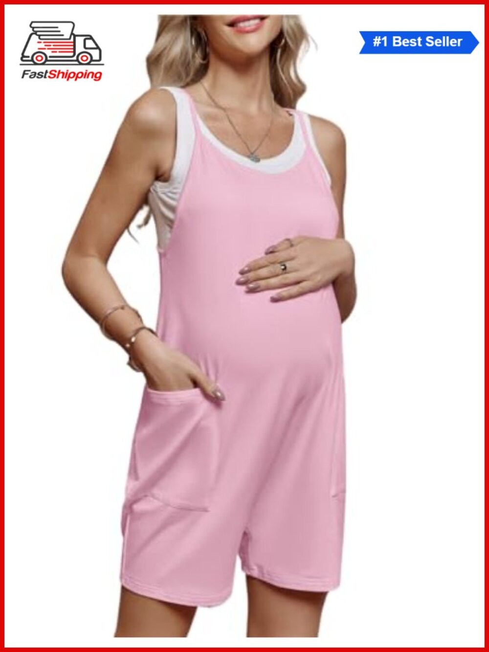 ✨Maternity Sleeveless Romper Overall Shorts Jumpsuit with Pockets